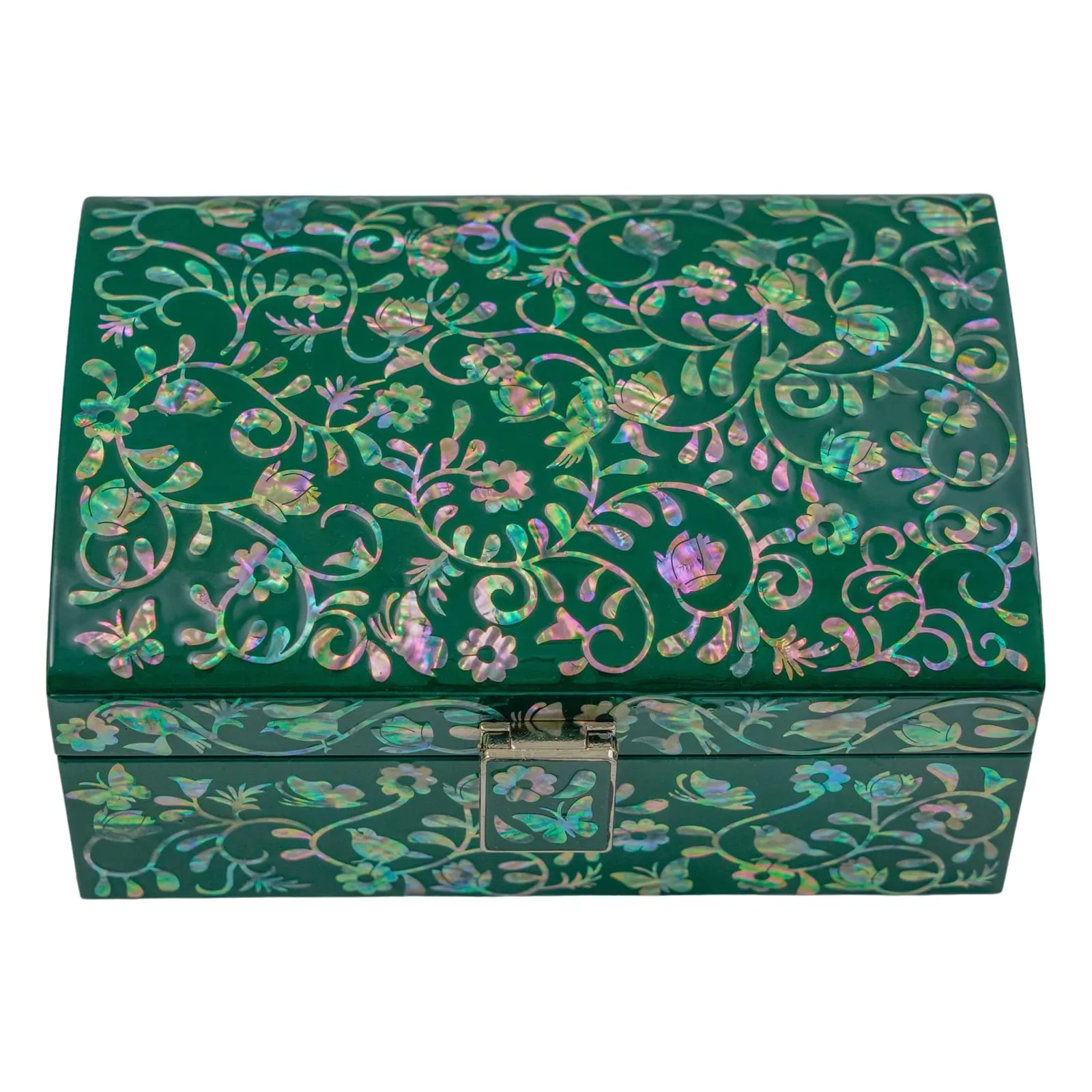 Elegant Mint-Green Mother of Pearl Wooden Box