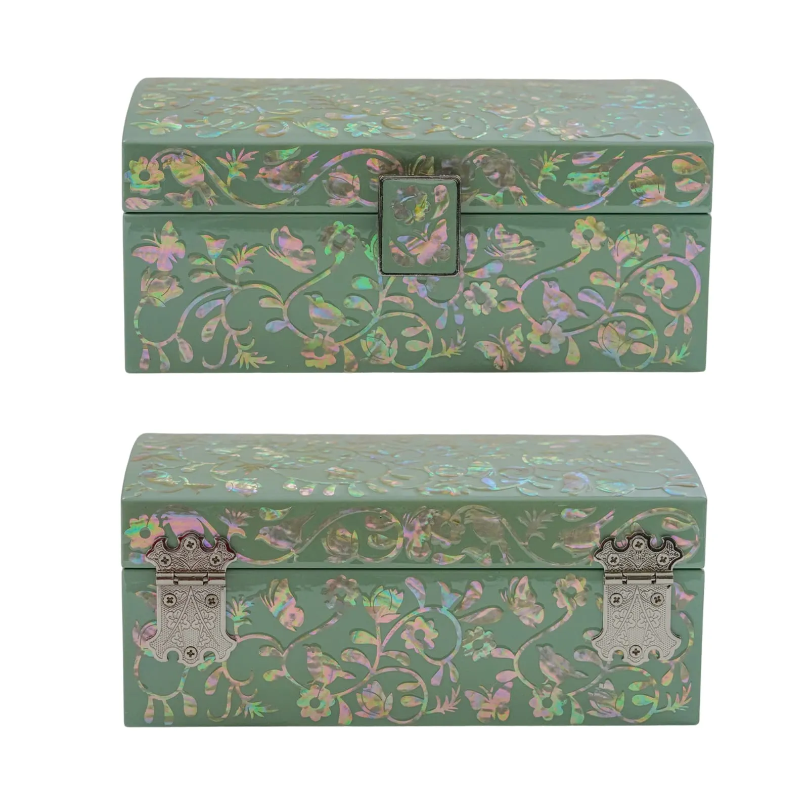 Elegant Mint-Green Mother of Pearl Wooden Box