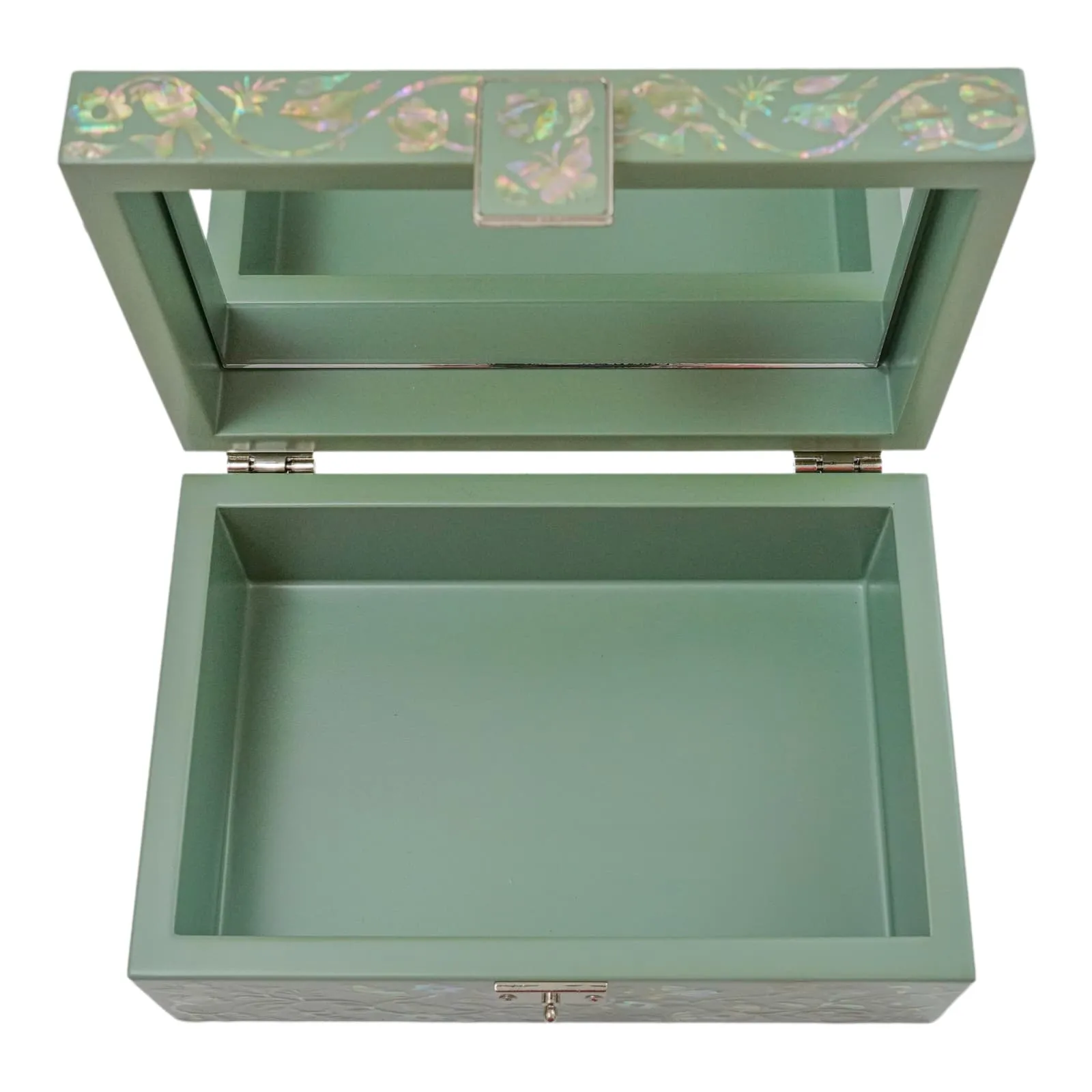 Elegant Mint-Green Mother of Pearl Wooden Box