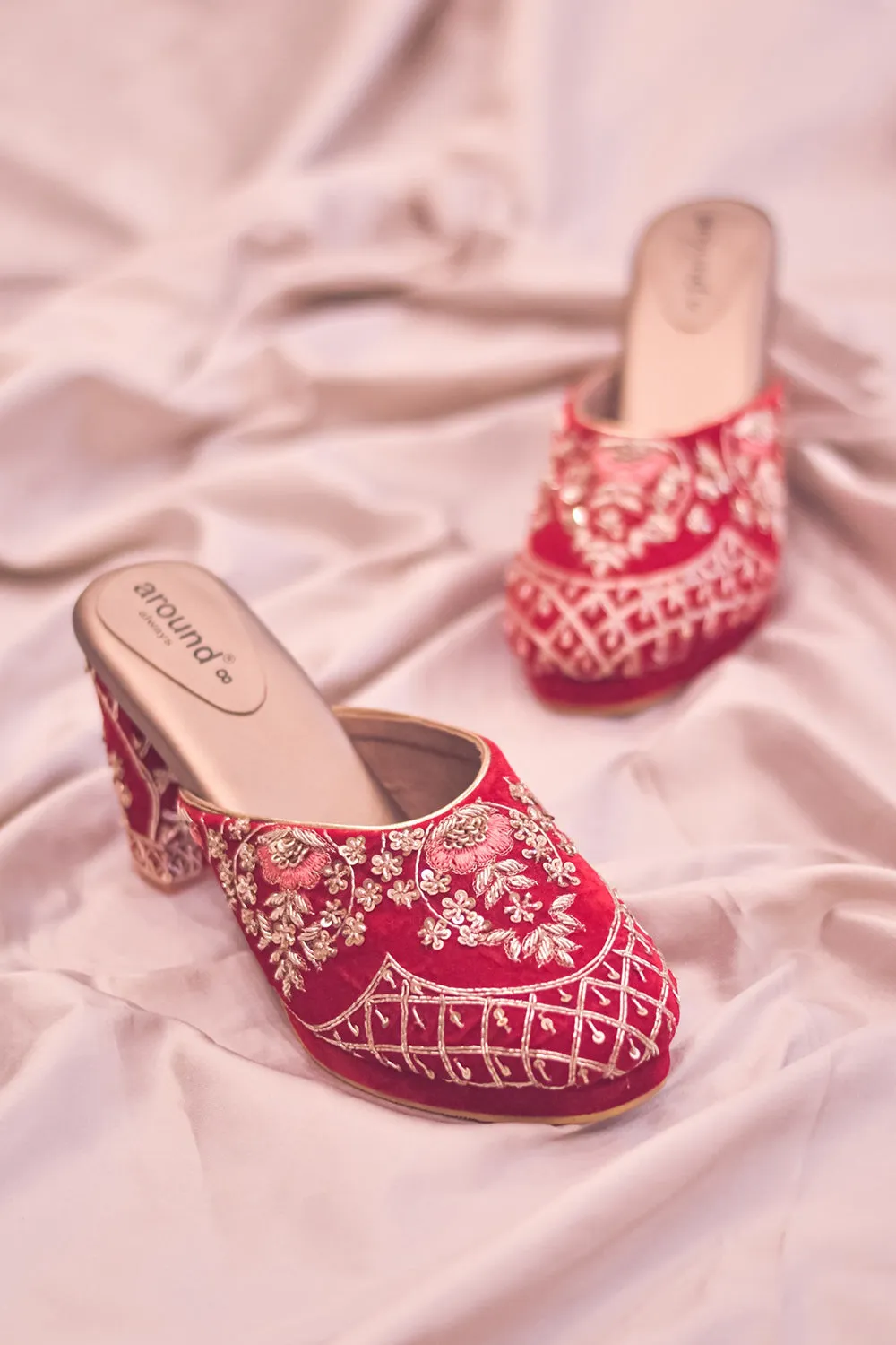 Embroidered Red Heels