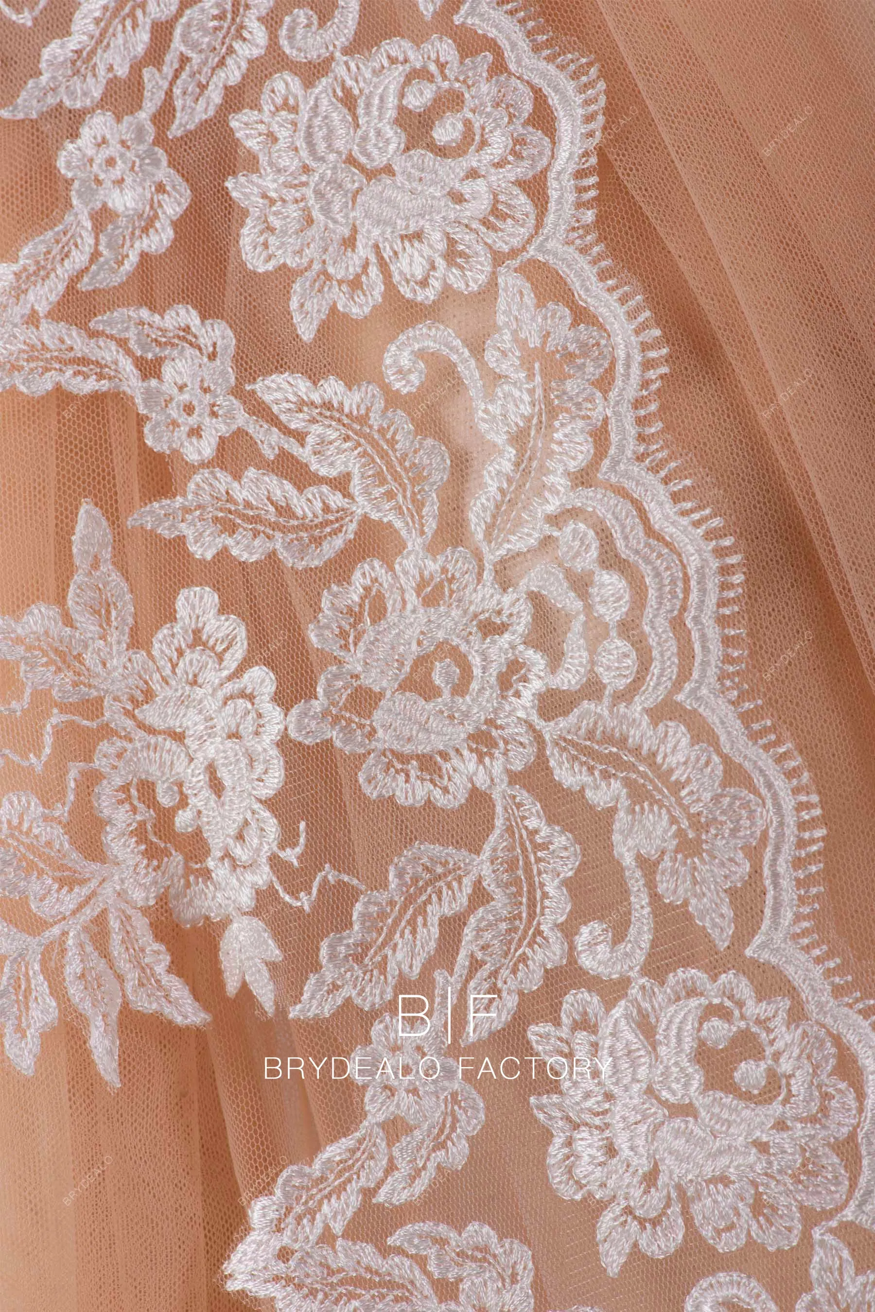 Eyelash Scalloped Flower Embroidery Lace Trim for Dresses