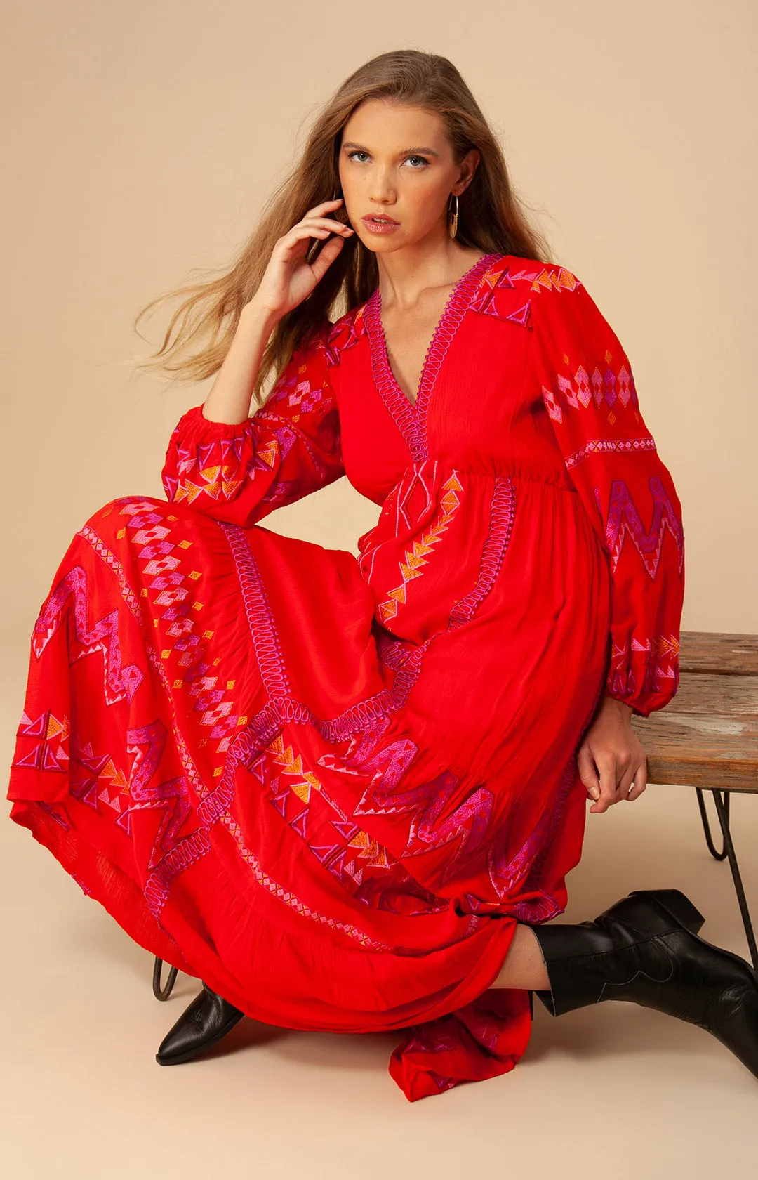 Fallin Embroidered Maxi Dress