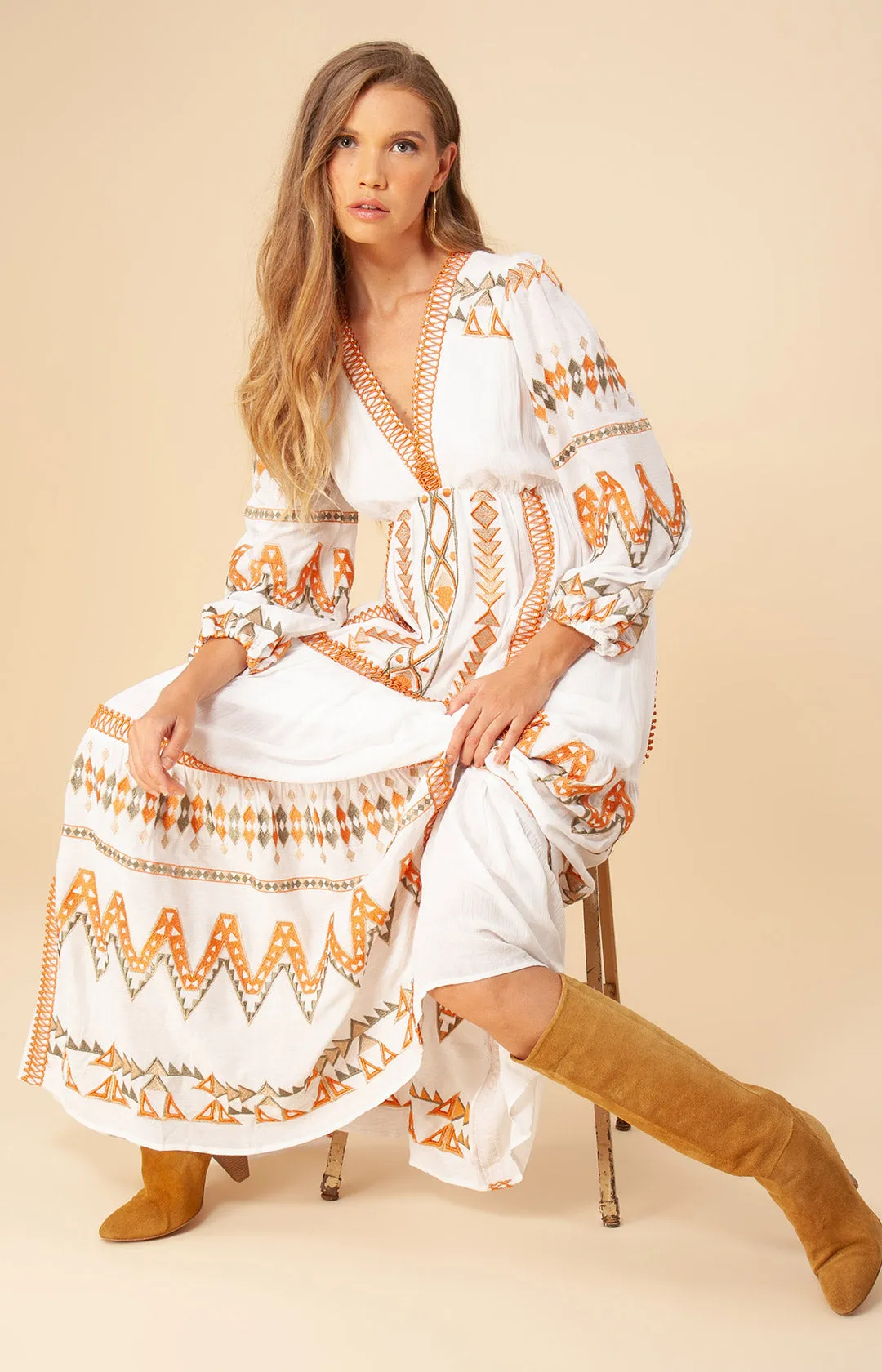 Fallin Embroidered Maxi Dress