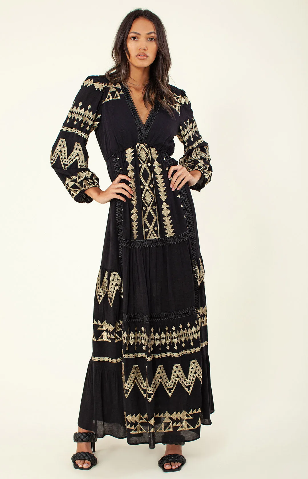 Fallin Embroidered Maxi Dress