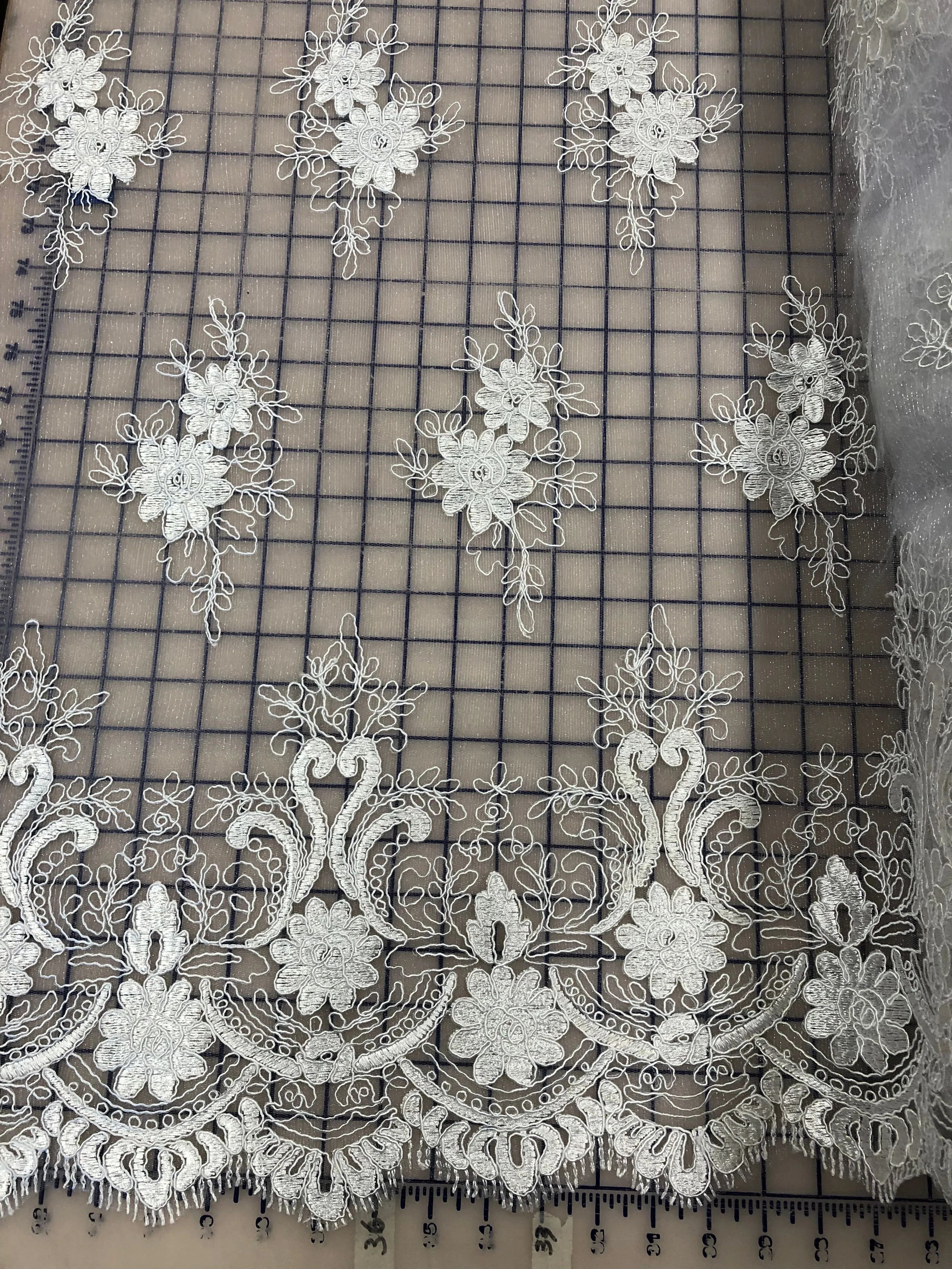 Fancy Lace - Embroidered 60-inches Wide White Special Purchase!