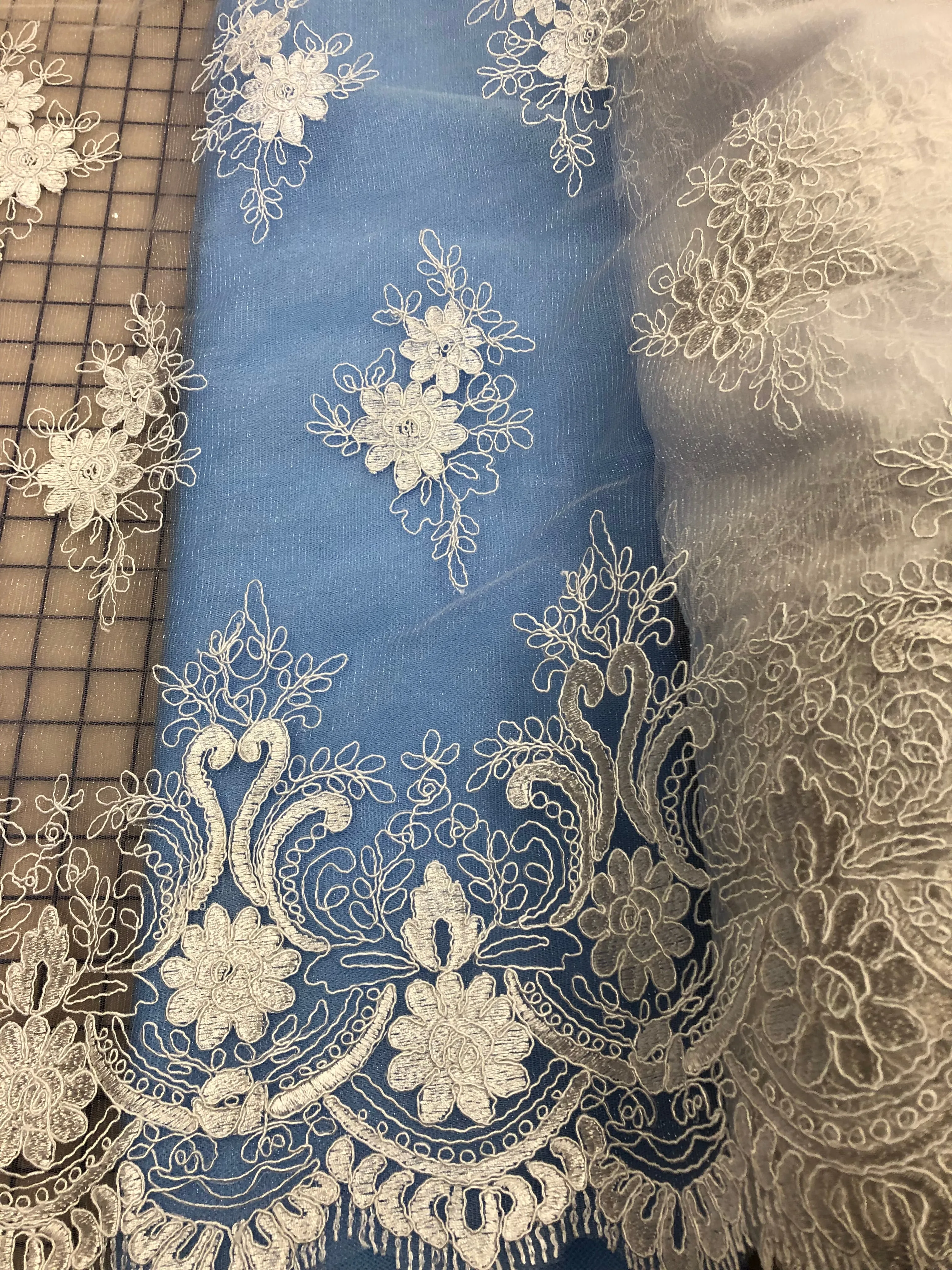 Fancy Lace - Embroidered 60-inches Wide White Special Purchase!