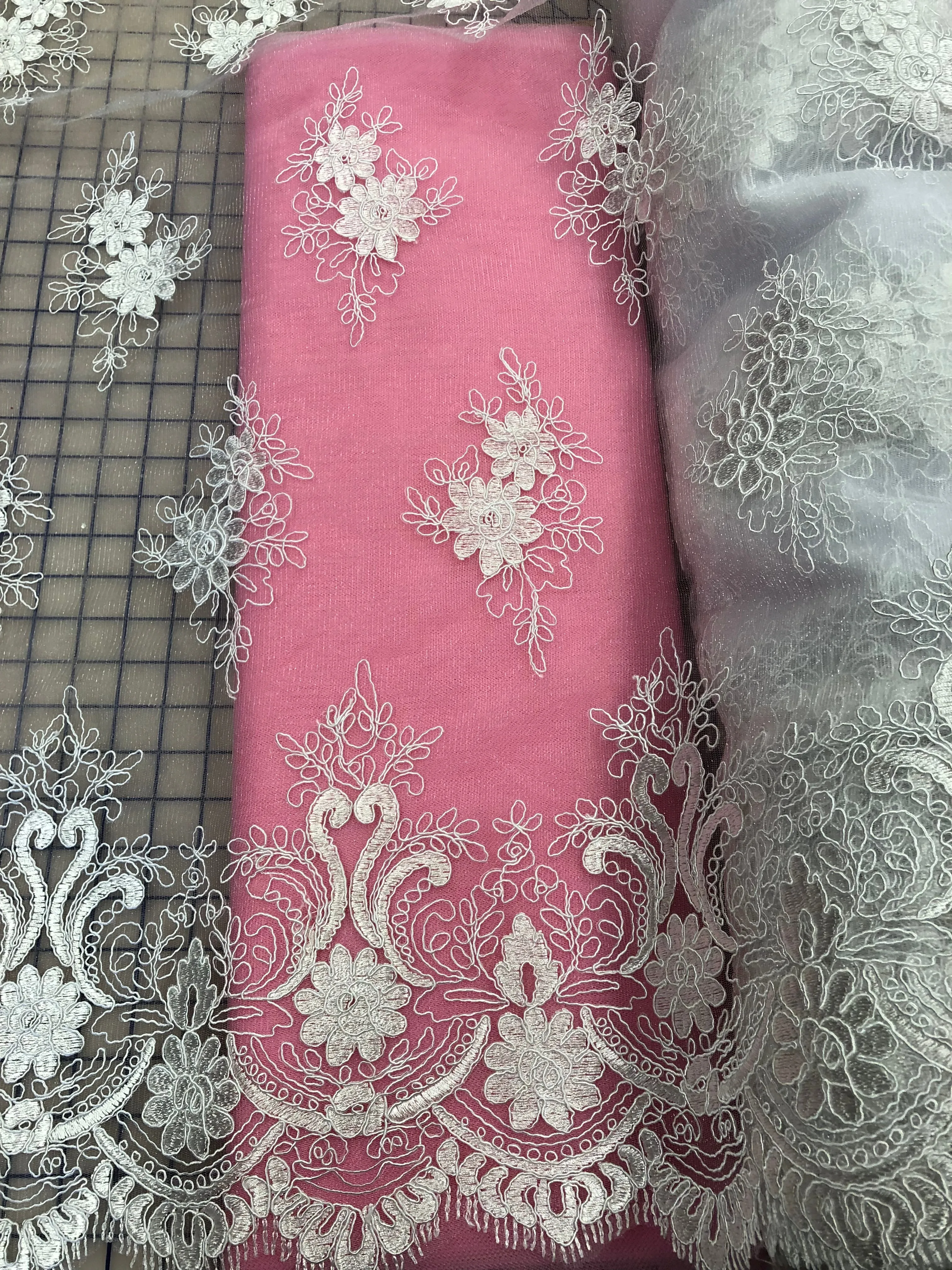 Fancy Lace - Embroidered 60-inches Wide White Special Purchase!