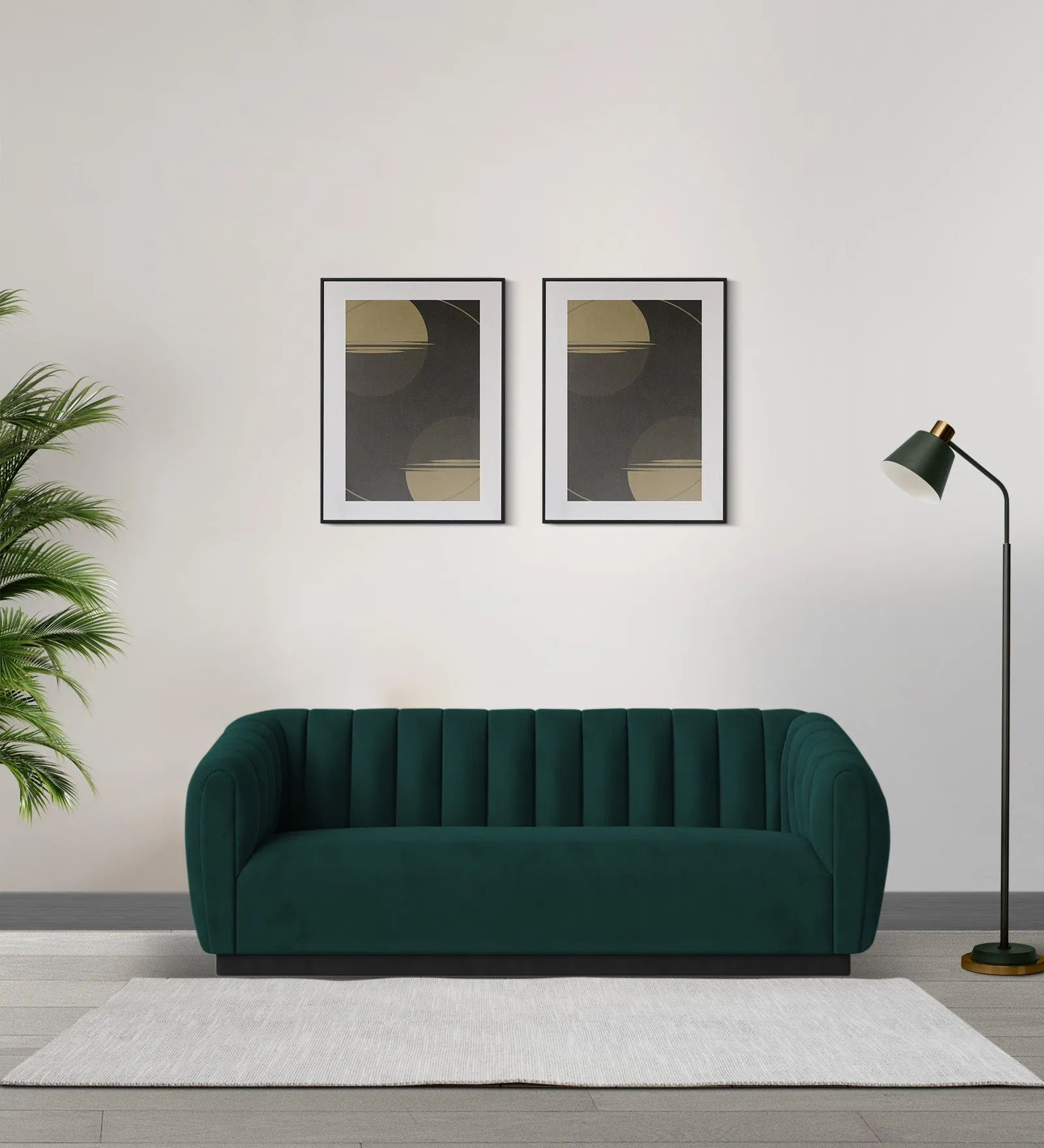 Ferry Velvet 3 Seater Sofa in Forest Green Colour