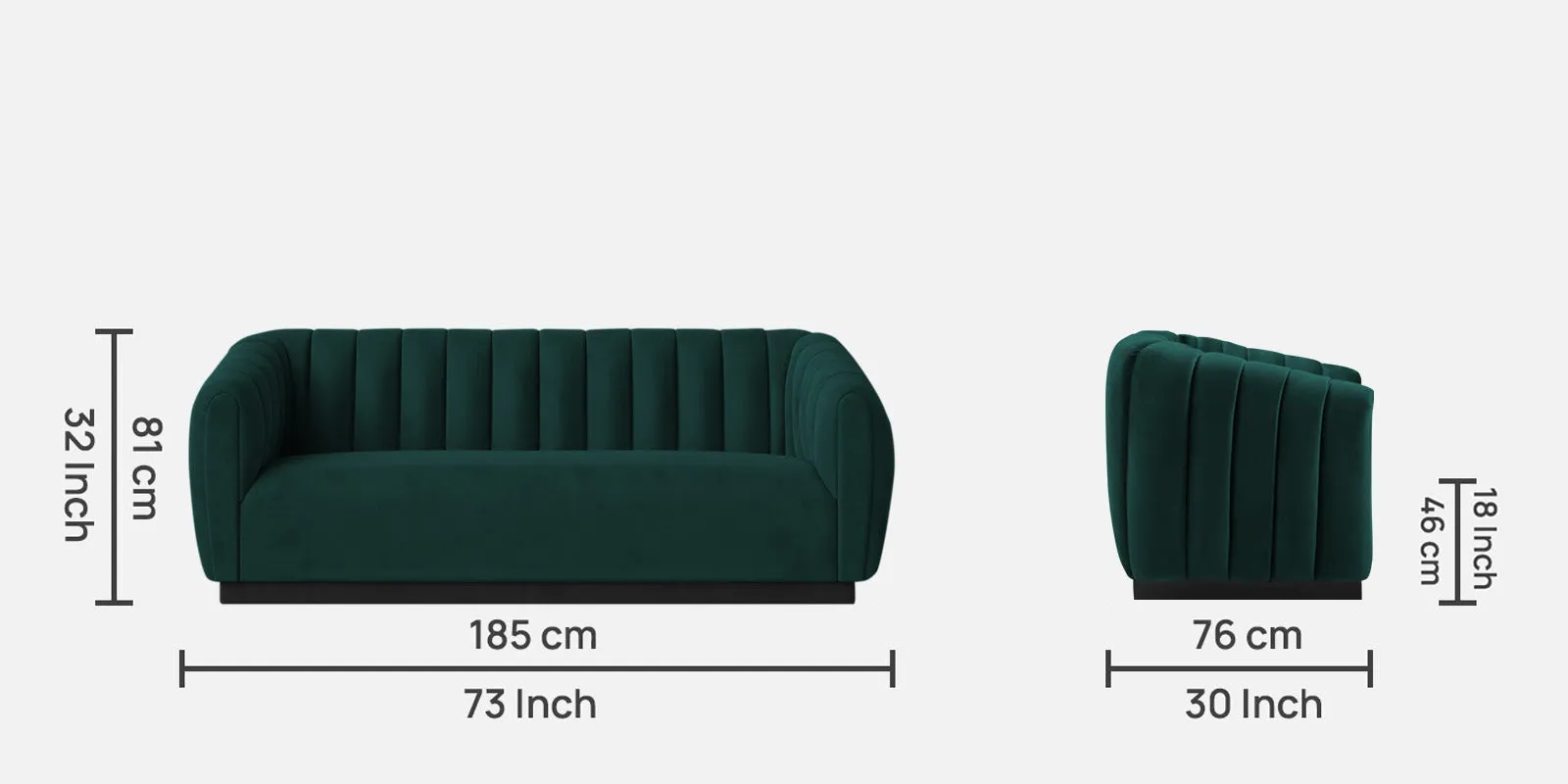 Ferry Velvet 3 Seater Sofa in Forest Green Colour