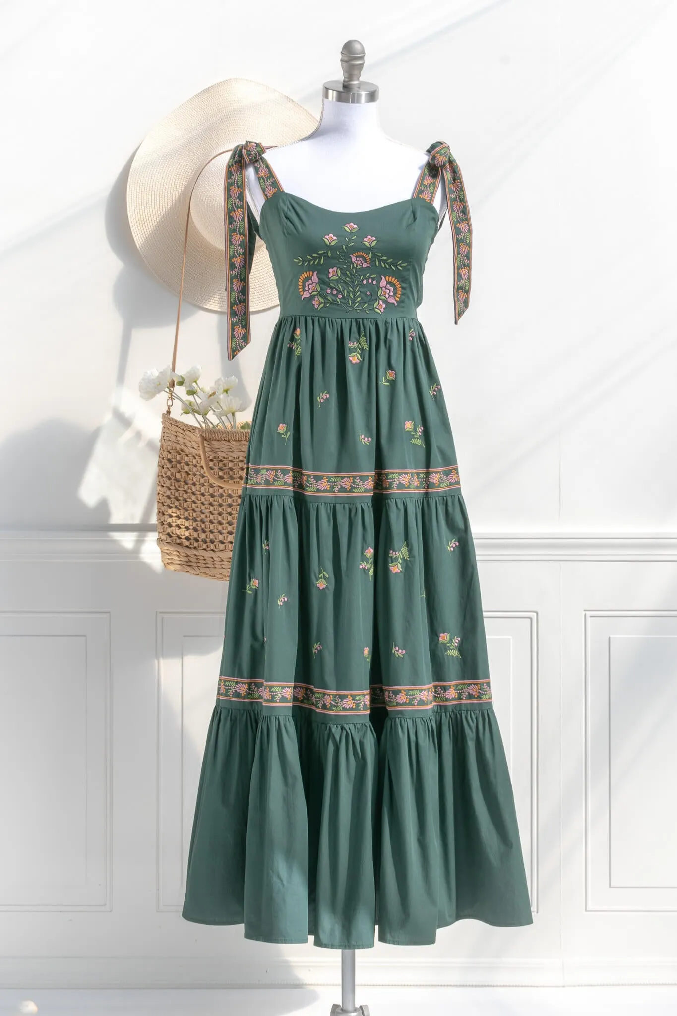 Folkflower Embroidered Maxi Dress