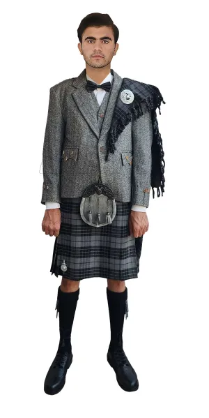 Gray Argyll Tweed Kilt Outfit For Men