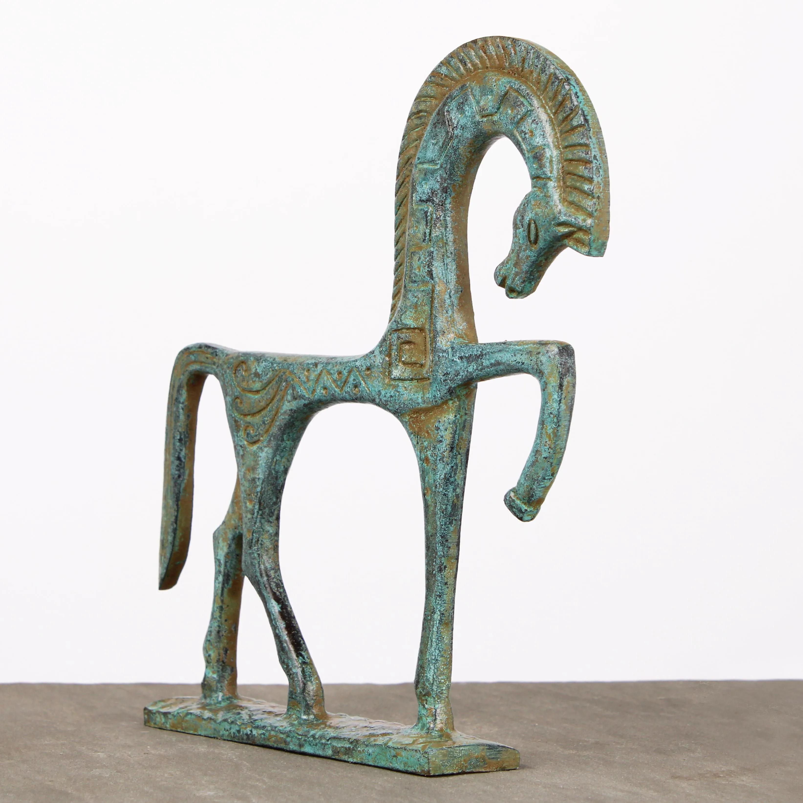 Greek Horse Statue - Small (Green Bronze)