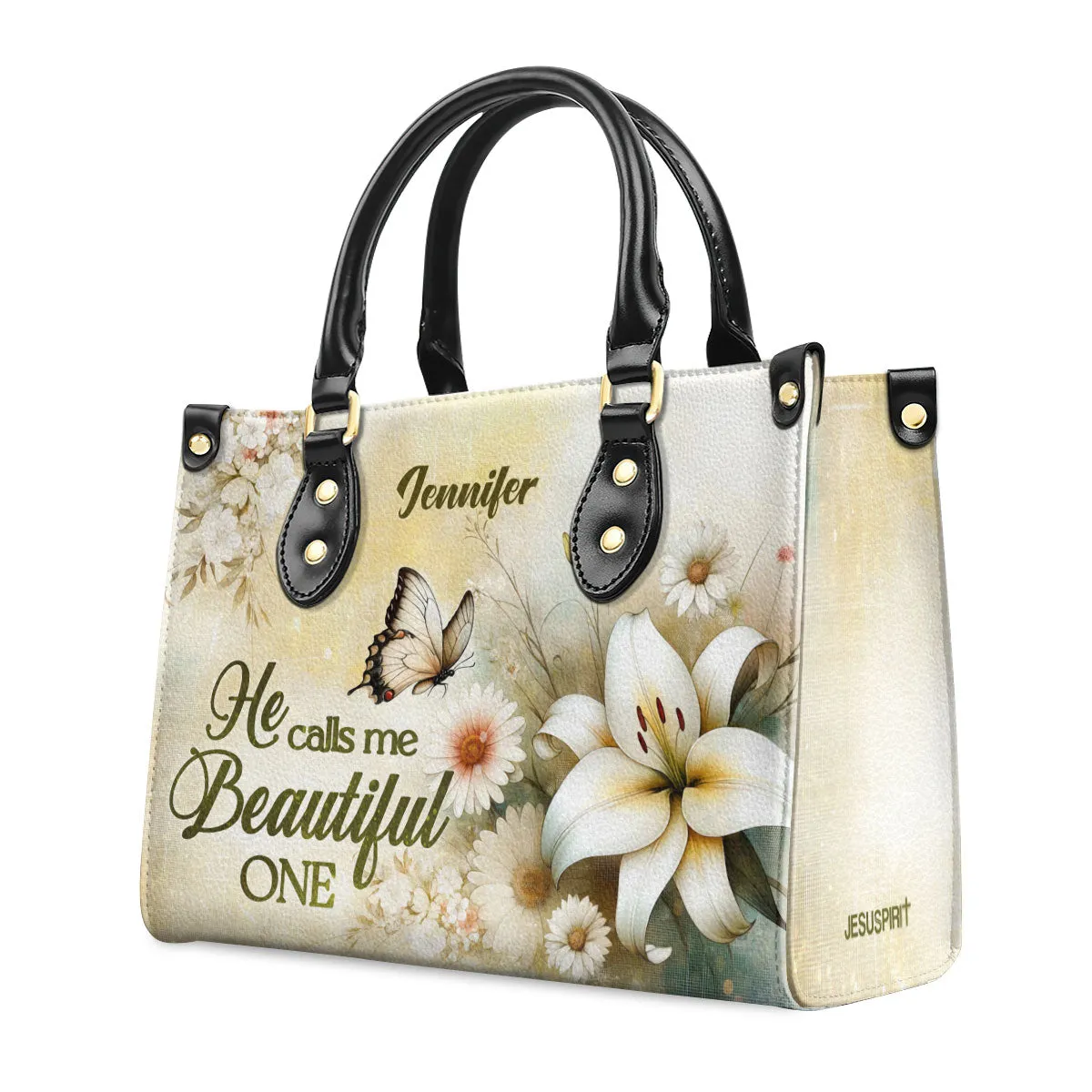 He Calls Me Beautiful One Custom Name Leather Handbags For Women