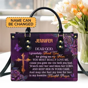 I Gratefully For Giving Me My Mom Custom Name Leather Handbags For Women