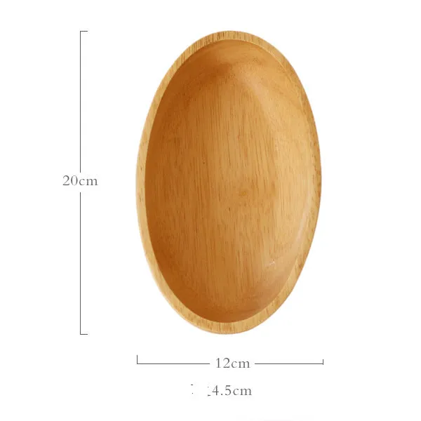 Japanese Rubberwood Boat Shape Oval Wooden Bowl