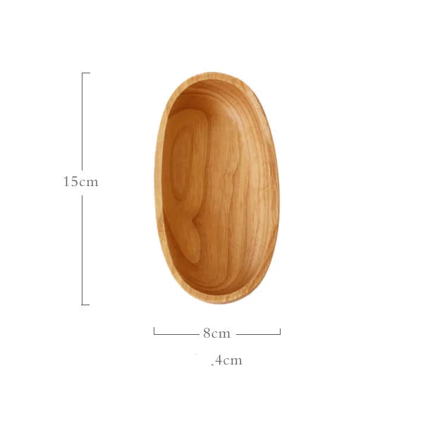 Japanese Rubberwood Boat Shape Oval Wooden Bowl