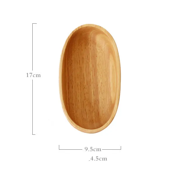 Japanese Rubberwood Boat Shape Oval Wooden Bowl