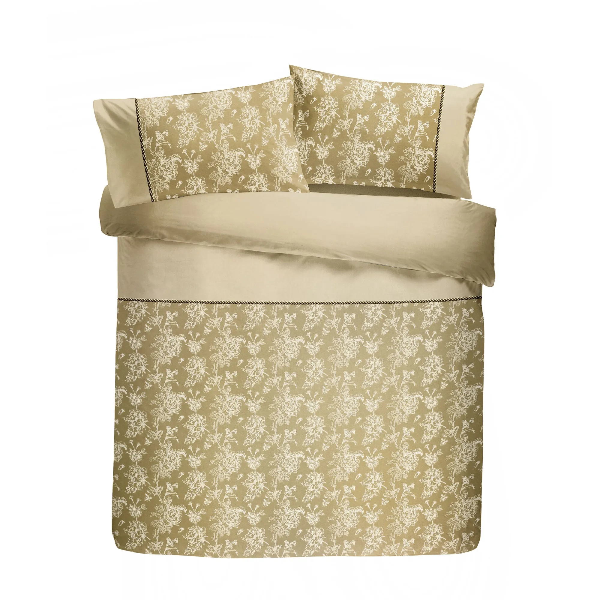 Jasmine Duvet Cover Set by Dreams & Drapes Woven in Champagne