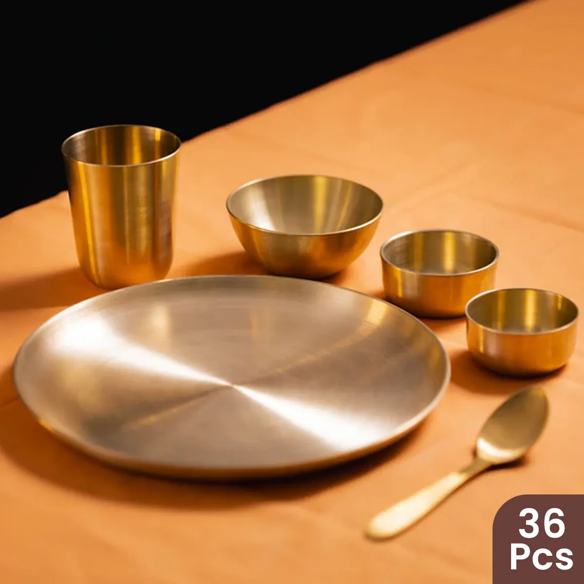 Kansa Plate Set | Plate | Tumbler | Spoon | Katori |  Pack of 6 | 36 Pcs