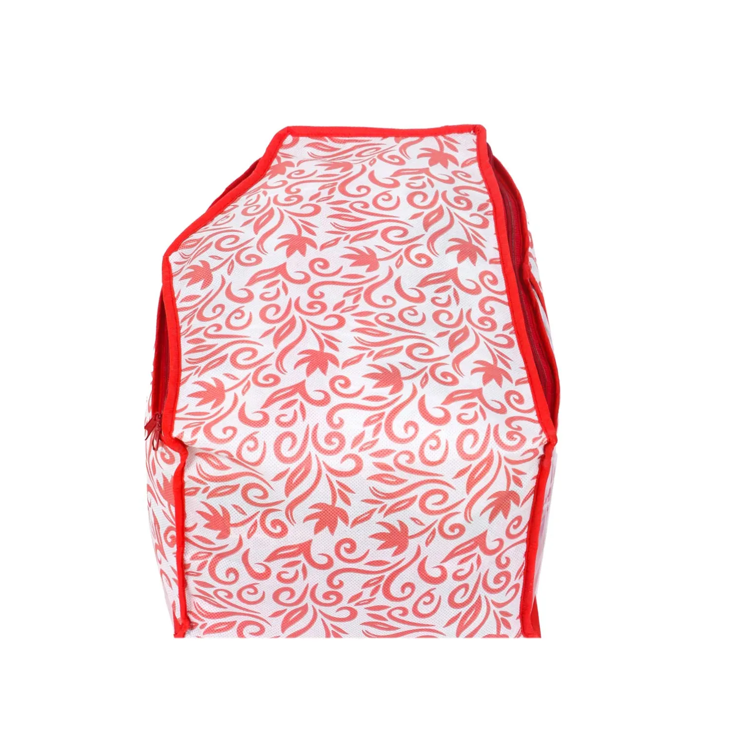 Kuber Industries Floral Design 2 Piece Non Woven Blouse Cover Set (Red & White) - CTKTC023186