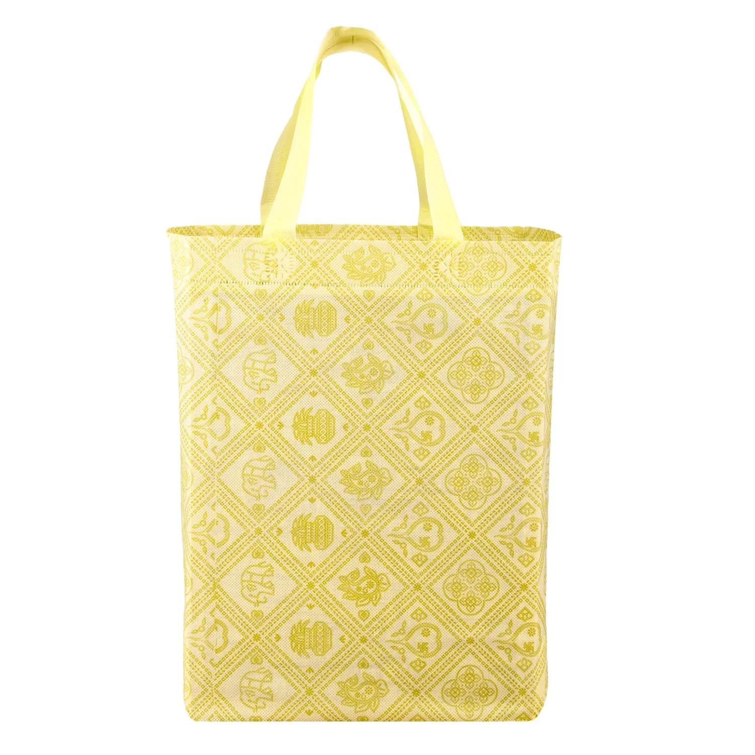 Kuber Industries Shopping Handbag | Grocery Handbag | Shopping Bag | Grocery Shopping Bag | Reusable Shopping Bags | Vegetable Bag | Check-Kalash Carry Bag | Pack of 6 | Yellow