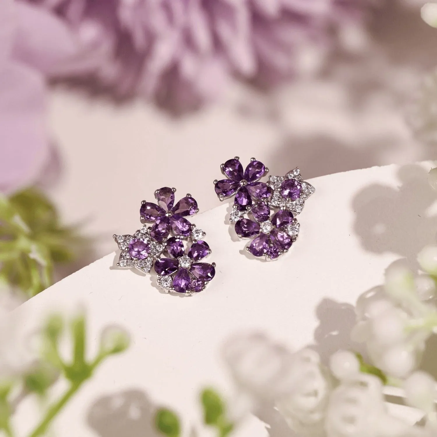 Lilac Blossom Amethyst Earrings