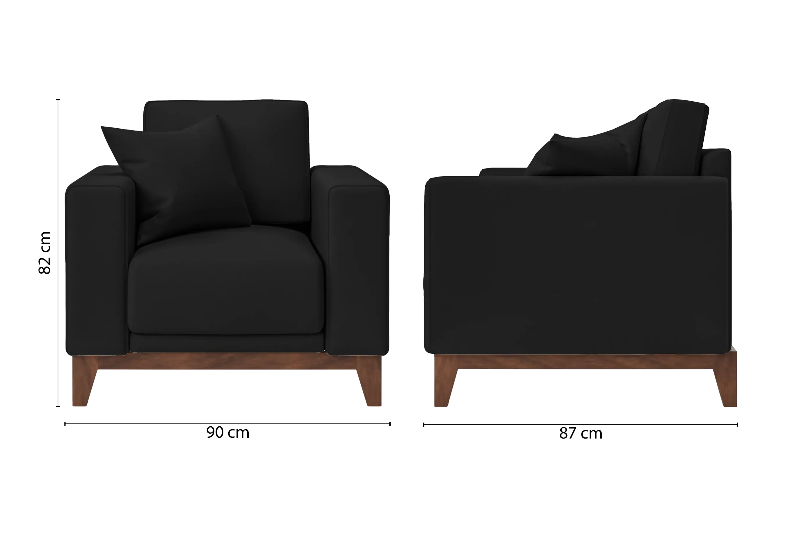 Lucca Armchair Black Leather