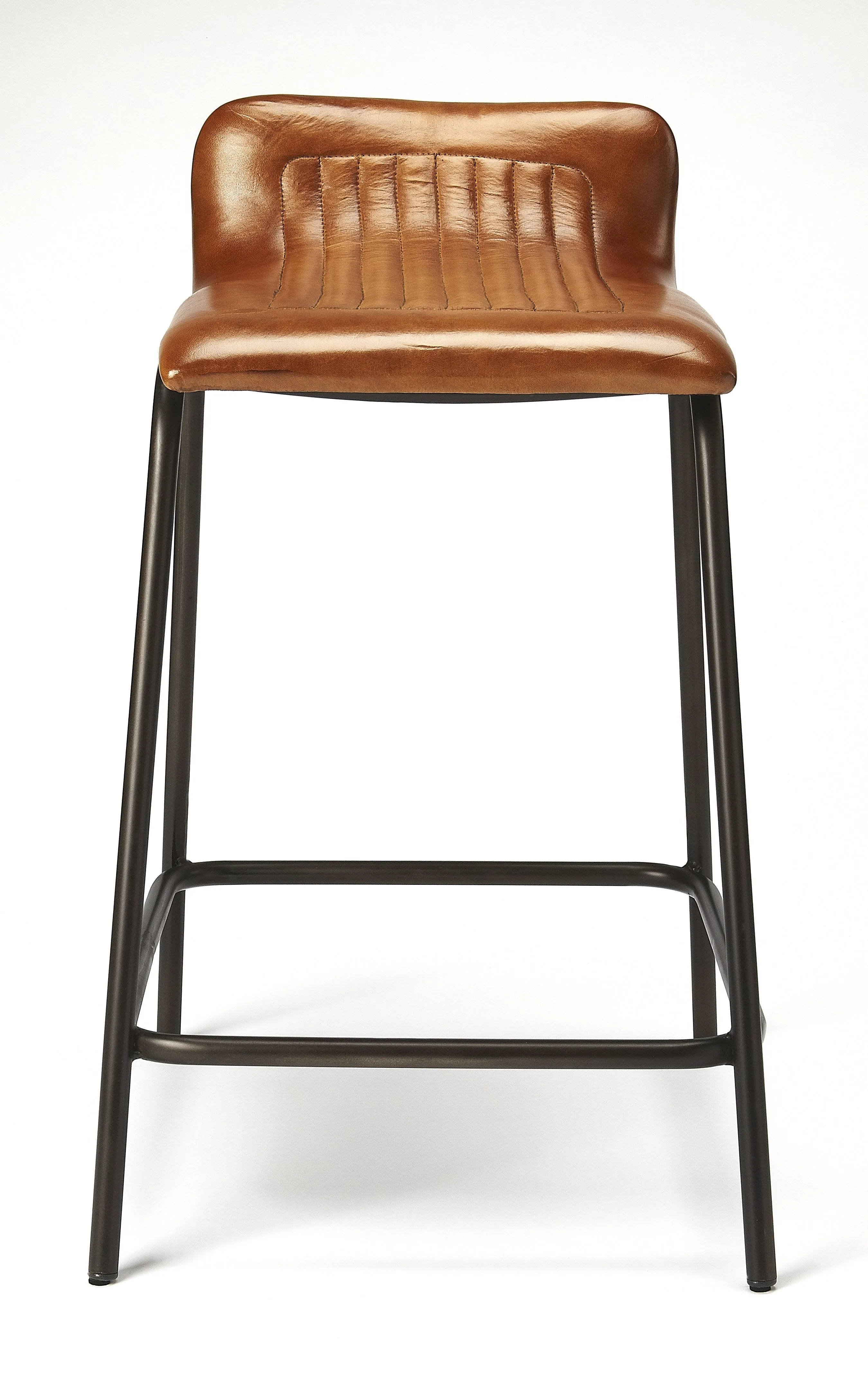 Ludlow Leather & Metal 24" Counter Stool in Dark Brown  5283344