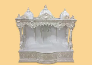 Marble Look Hand Crafted Teak Wooden Temple