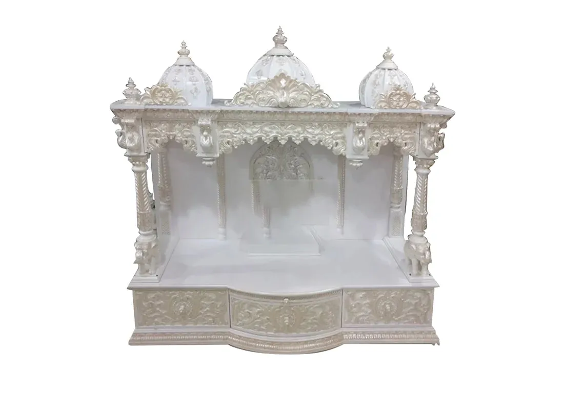 Marble Look Hand Crafted Teak Wooden Temple