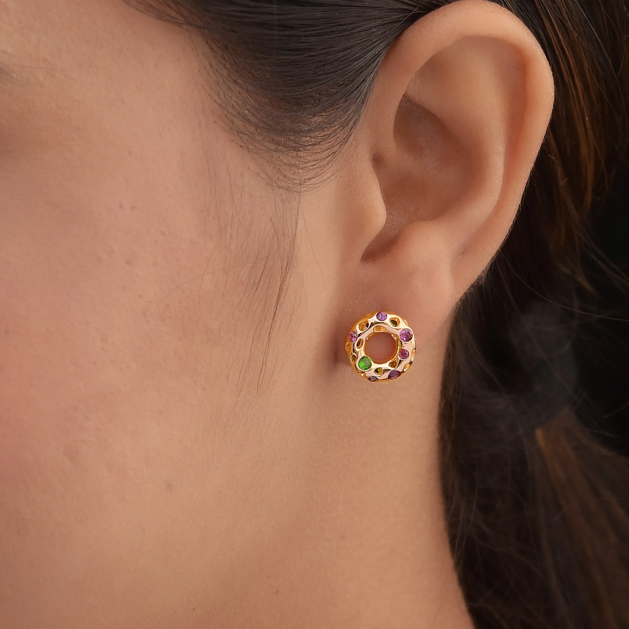 Multi-Gems Allegro Donut Earrings