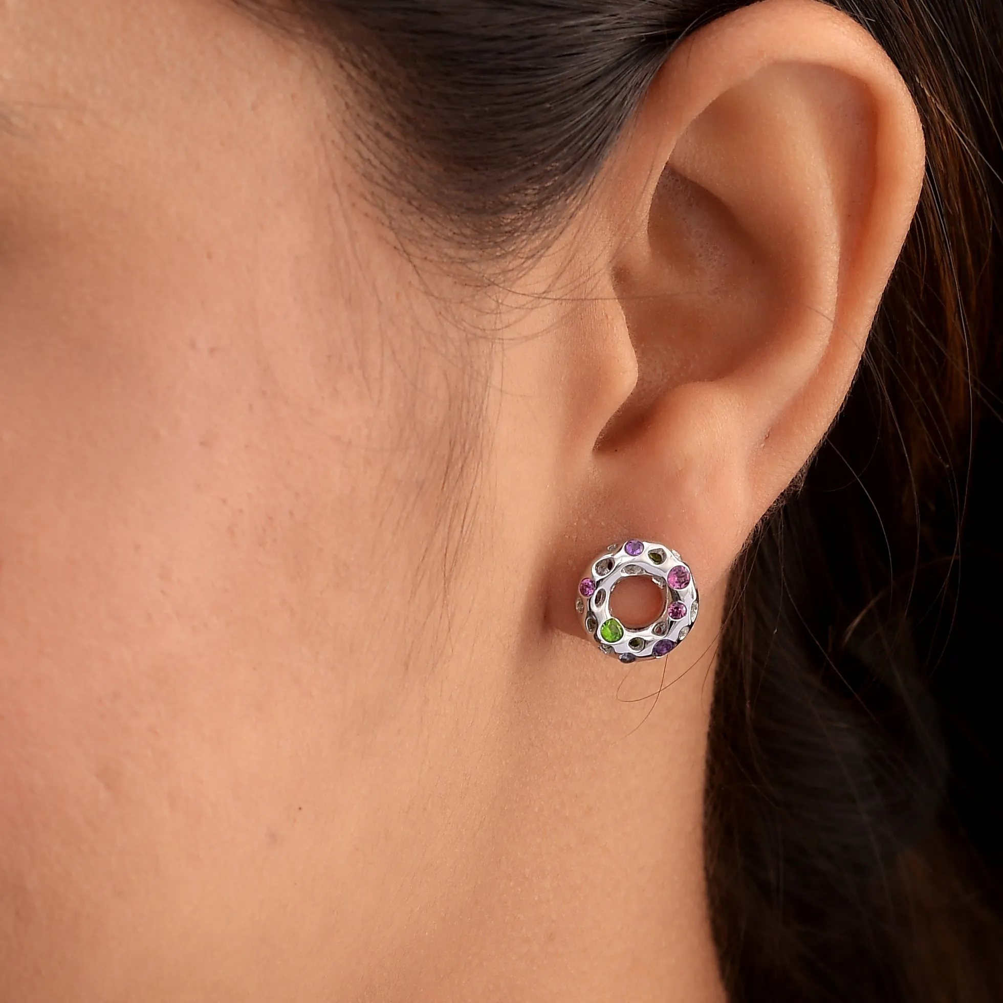 Multi-Gems Allegro Donut Earrings