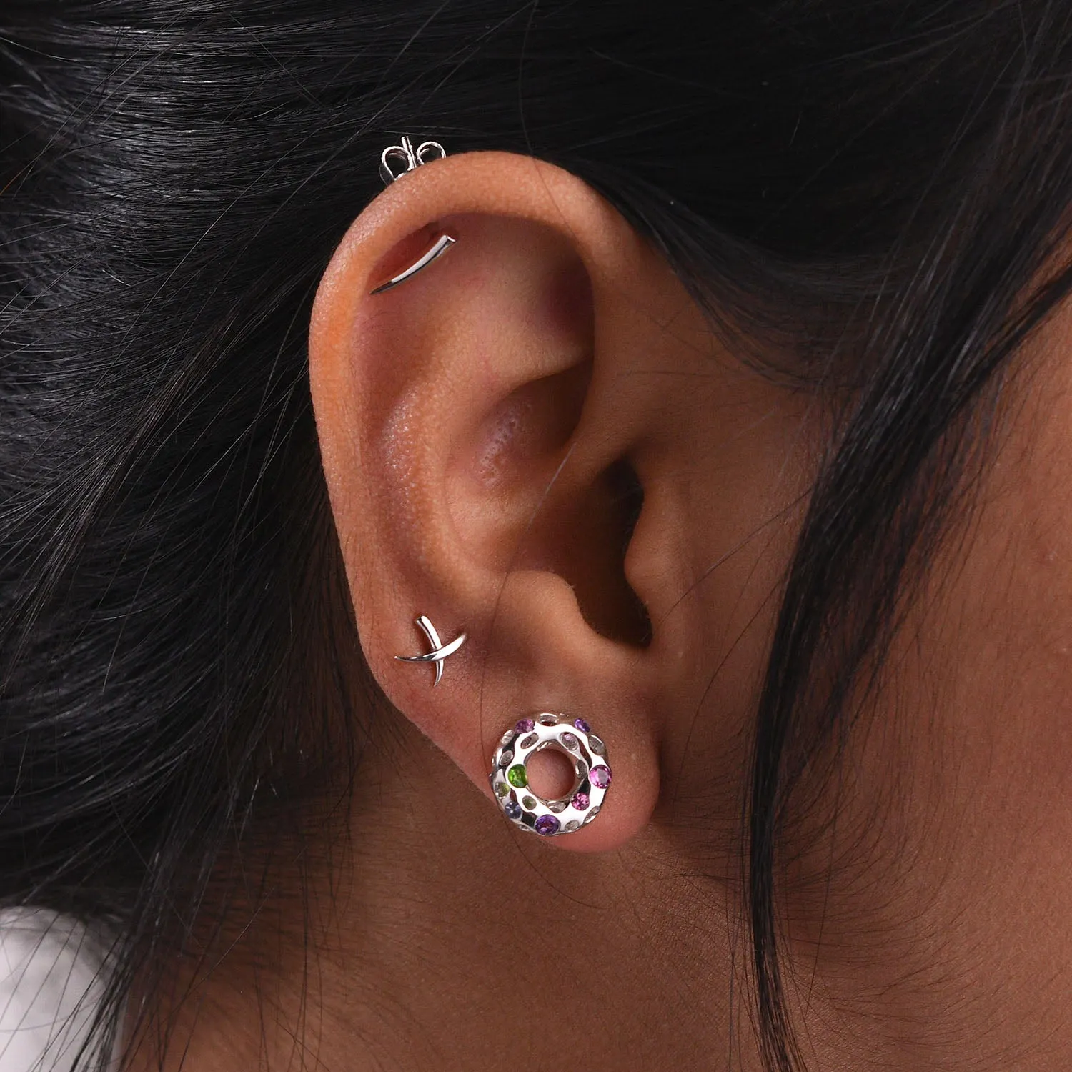 Multi-Gems Allegro Donut Earrings