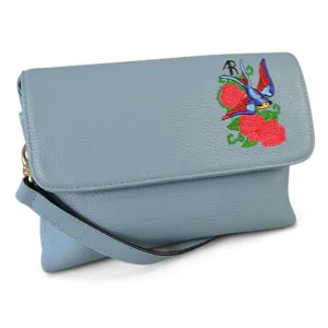 NAMBUCCA - Addison Road Embroidered Blue Genuine Leather Crossbody