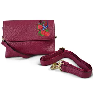 NAMBUCCA - Pink Leather Embroidered Crossbody Bag