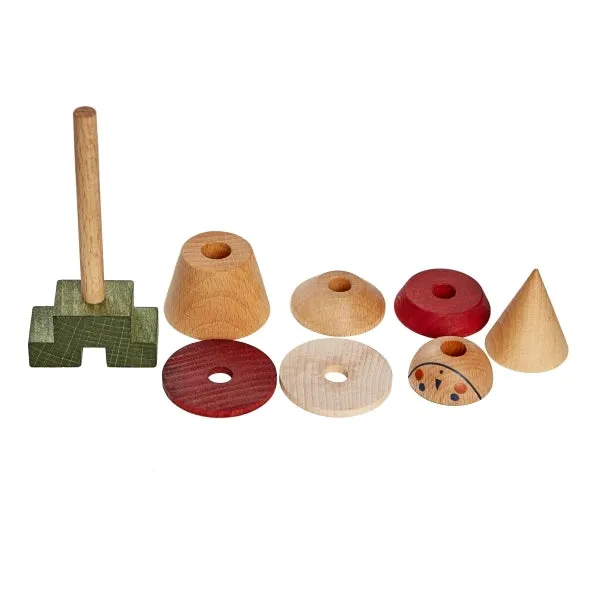 Natural Wooden Toy Stick - Red