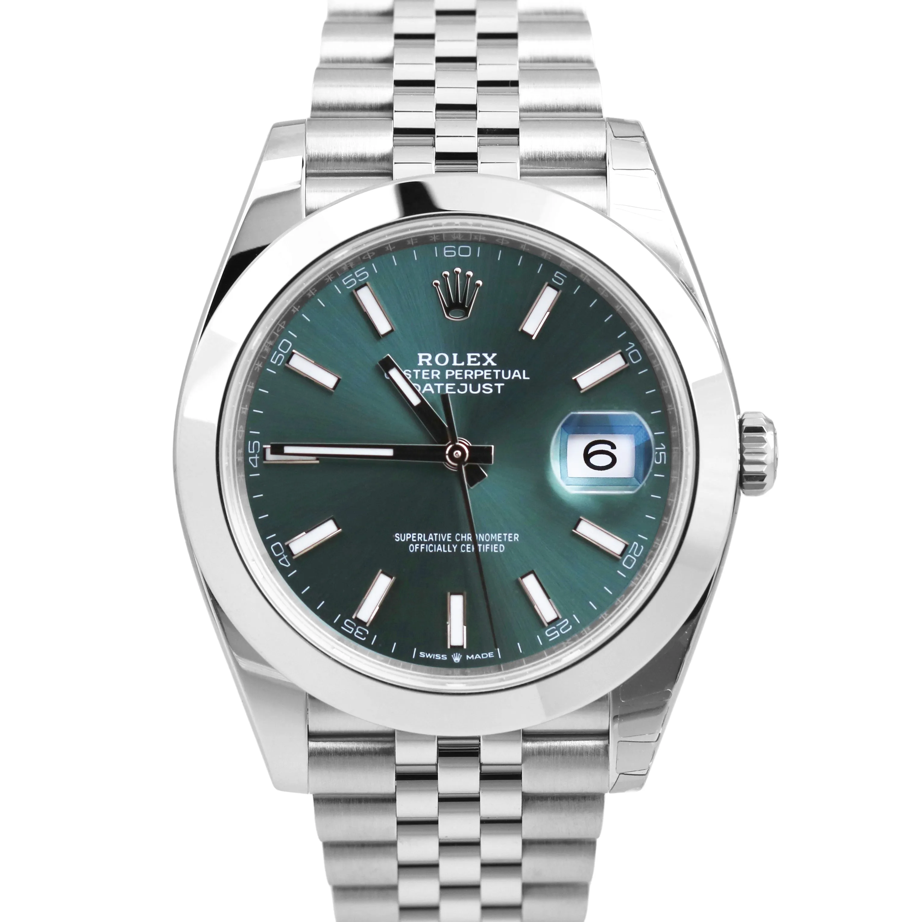 NEW STICKERED OCT 2023 Rolex DateJust 41 MINT GREEN JUBILEE Watch 126300 B P