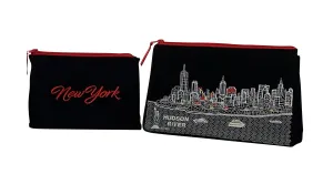 New York Make Up Bag Set of 2 - Black