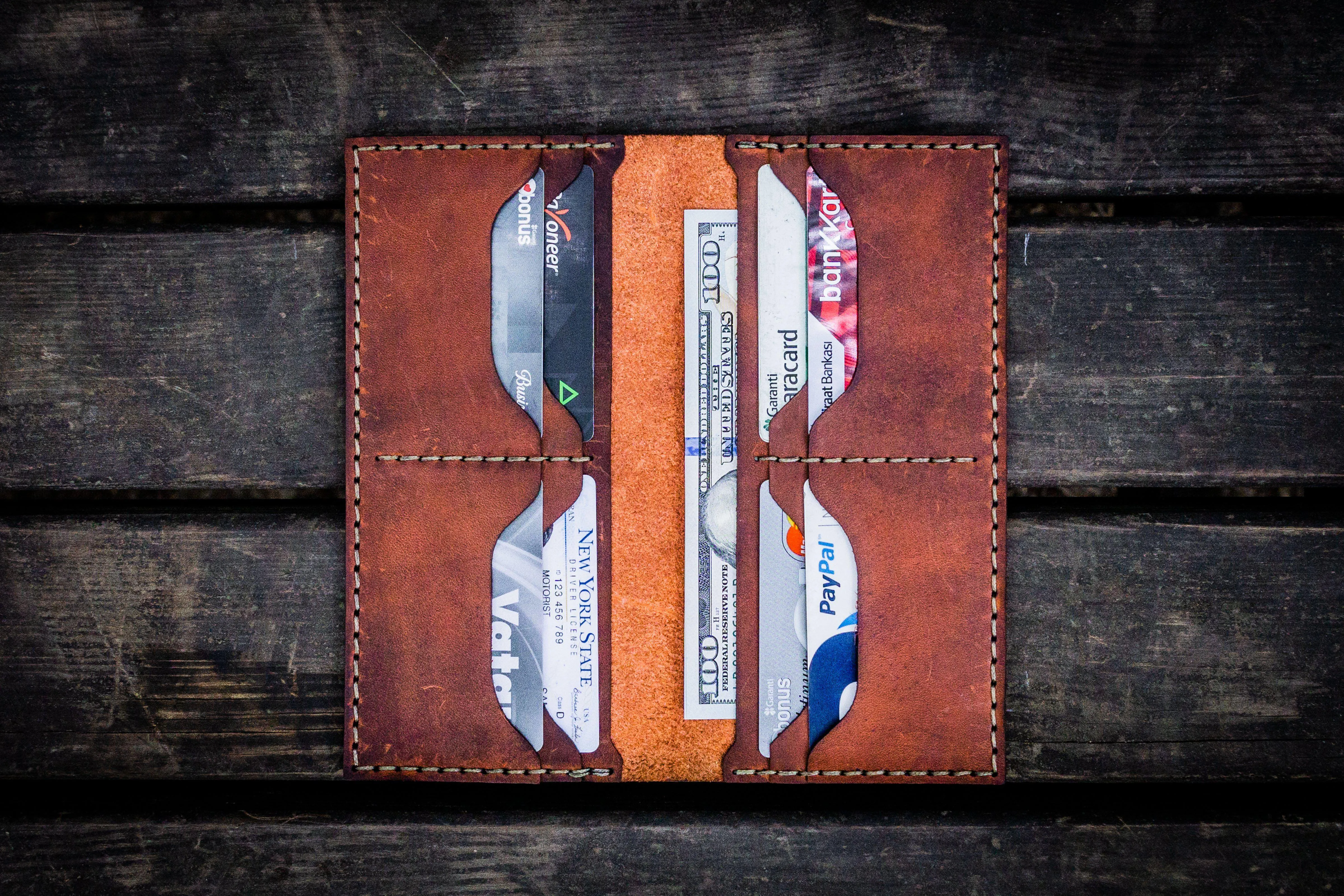 No.49 Handmade Leather Women Wallet - Crazy Horse Orange