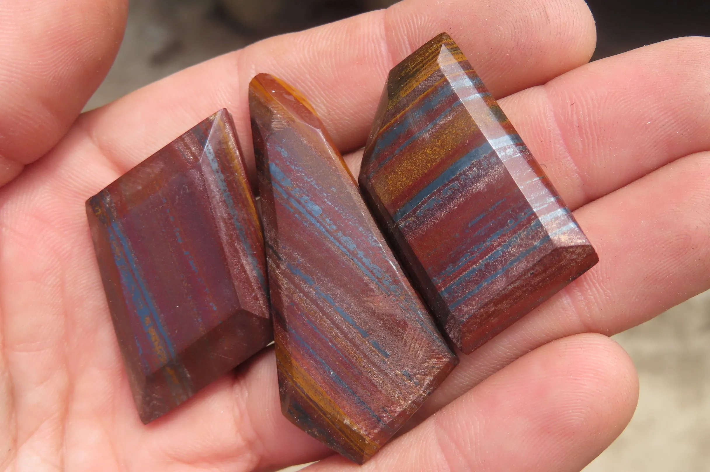 Polished Tiger Iron Jasper Faceted Free Forms x 13 From South Africa