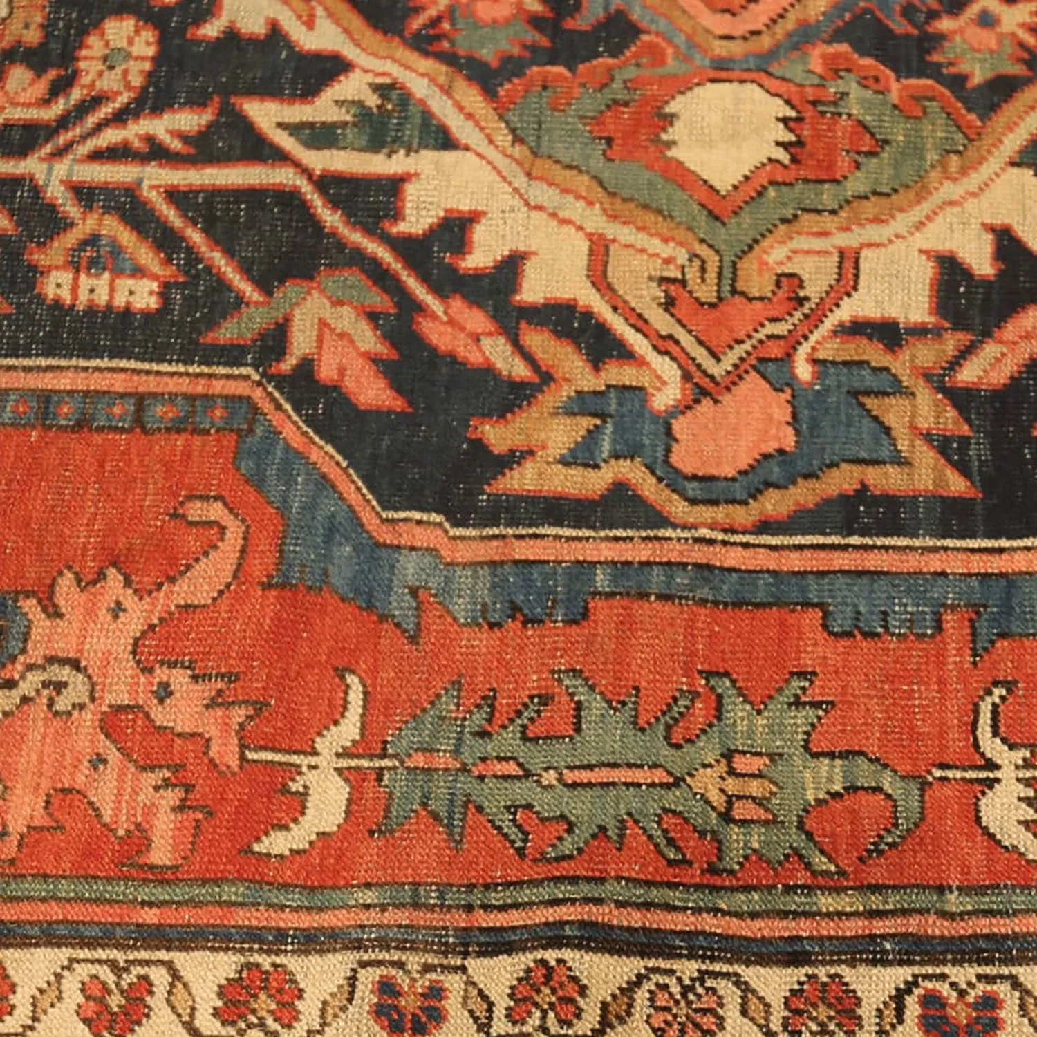 Red Antique Persian Serapi Rug - 10'4" x 15'10"