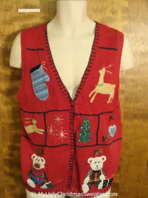 Reindeer and Bears Cheap Christmas Sweater Vest