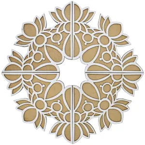 Saugat Traders Wooden Rangoli Stencil for Floor Pooja Room Mandir Diwali Decoration Navratri Pongal Home Decor Items Flower MDF Rangoli Cutouts Reusable Templates Rangoli Making Stencils Mats 12 Inch