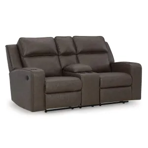 Signature Design by Ashley Lavenhorne Reclining Leather Look Loveseat with Console 6330694C