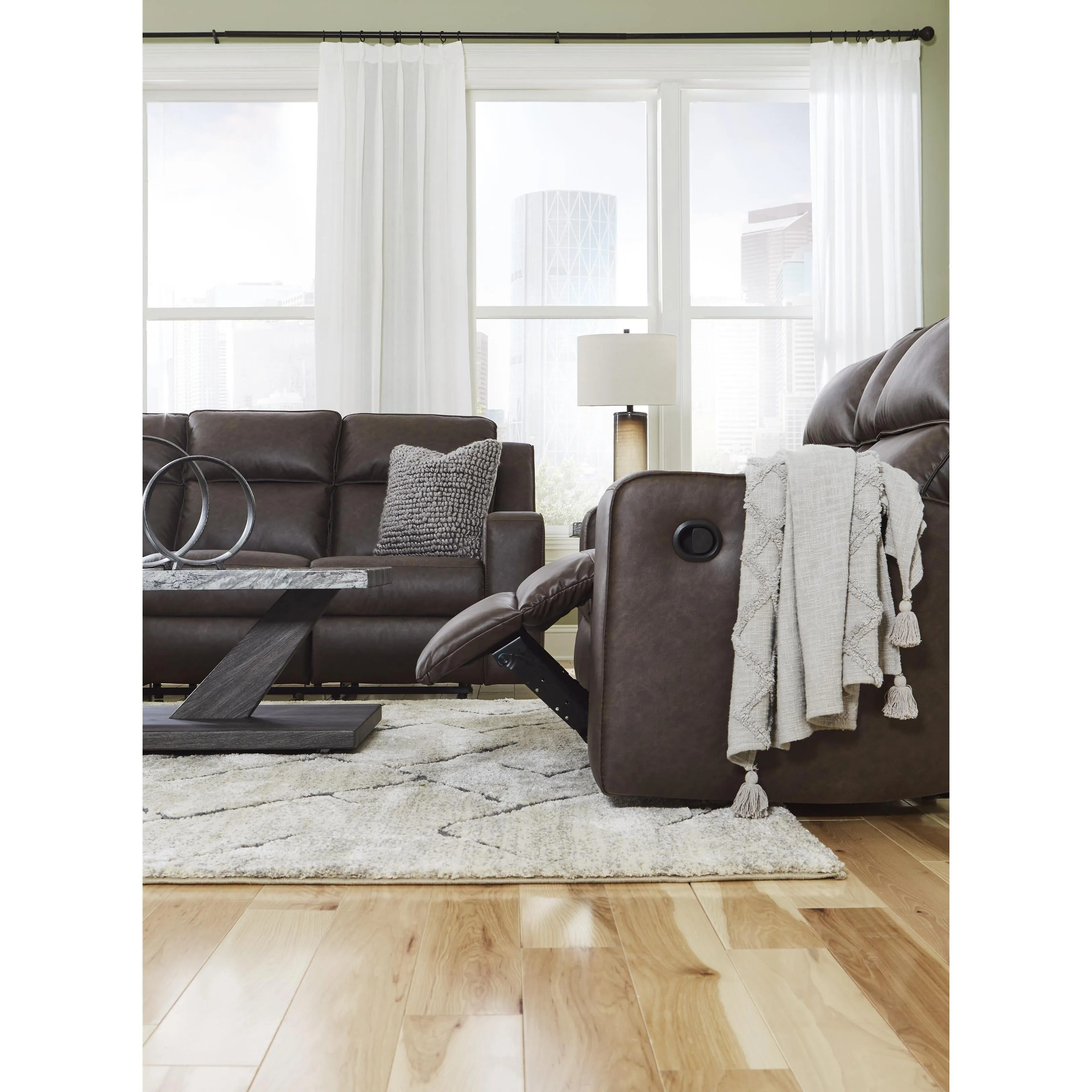 Signature Design by Ashley Lavenhorne Reclining Leather Look Loveseat with Console 6330694C