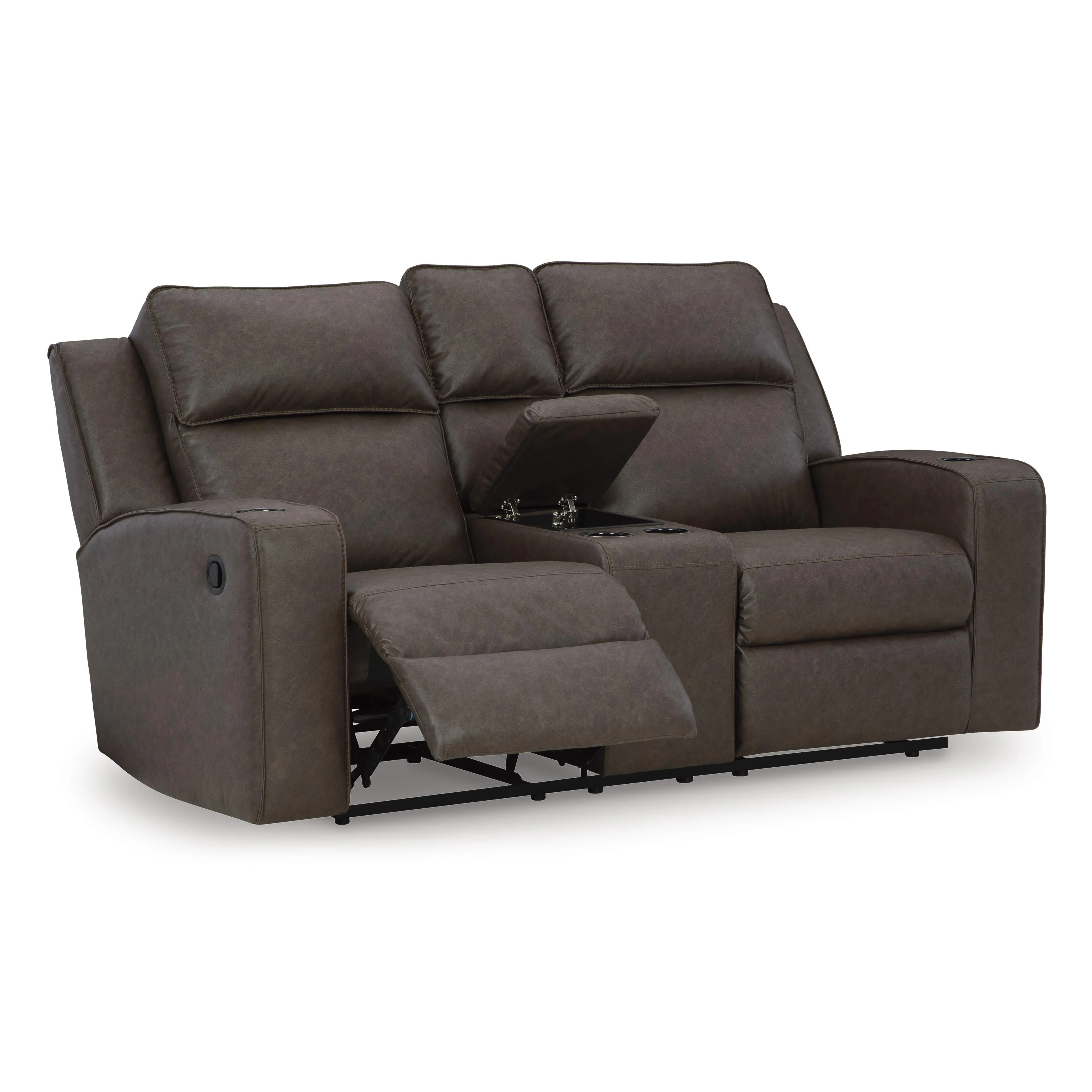 Signature Design by Ashley Lavenhorne Reclining Leather Look Loveseat with Console 6330694C