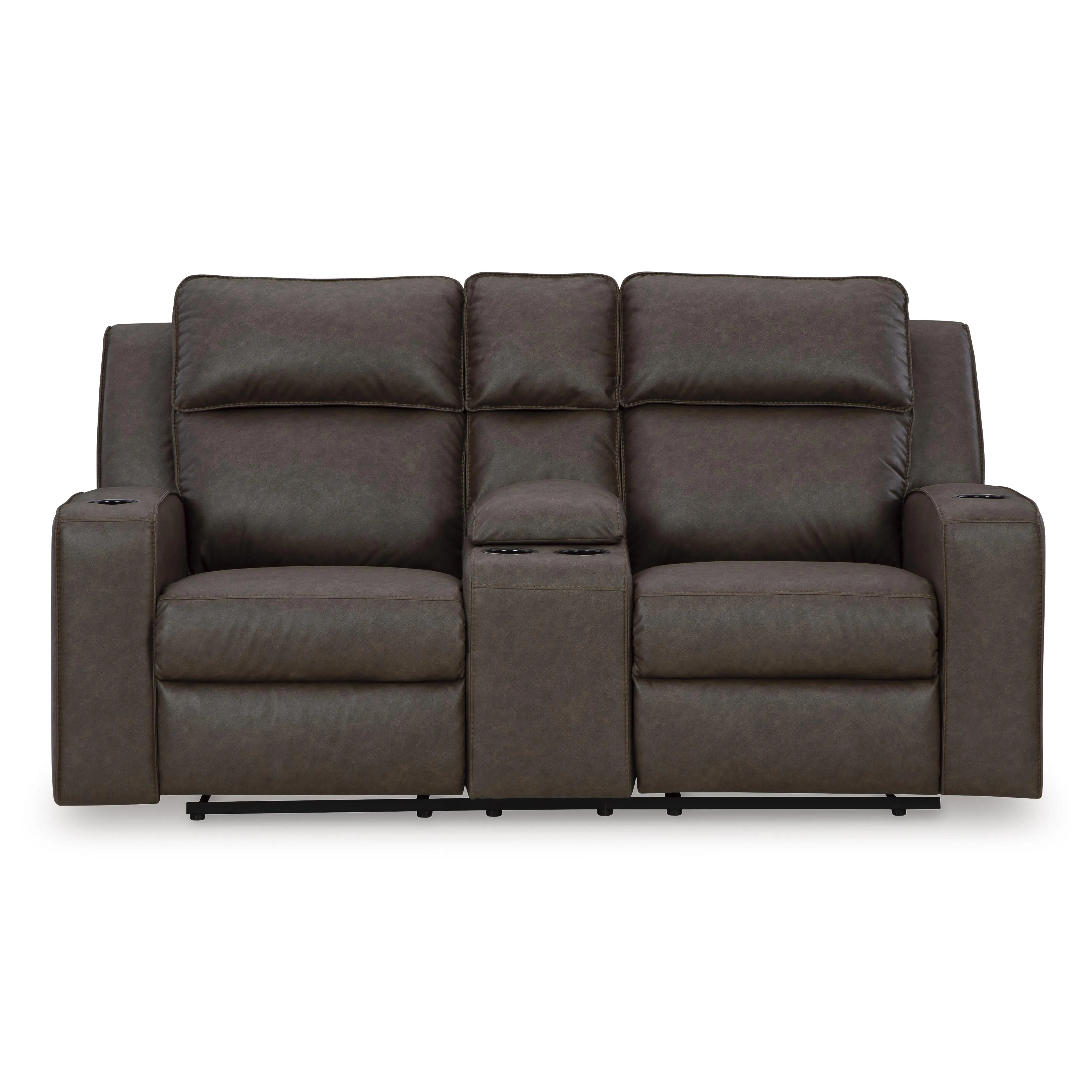 Signature Design by Ashley Lavenhorne Reclining Leather Look Loveseat with Console 6330694C