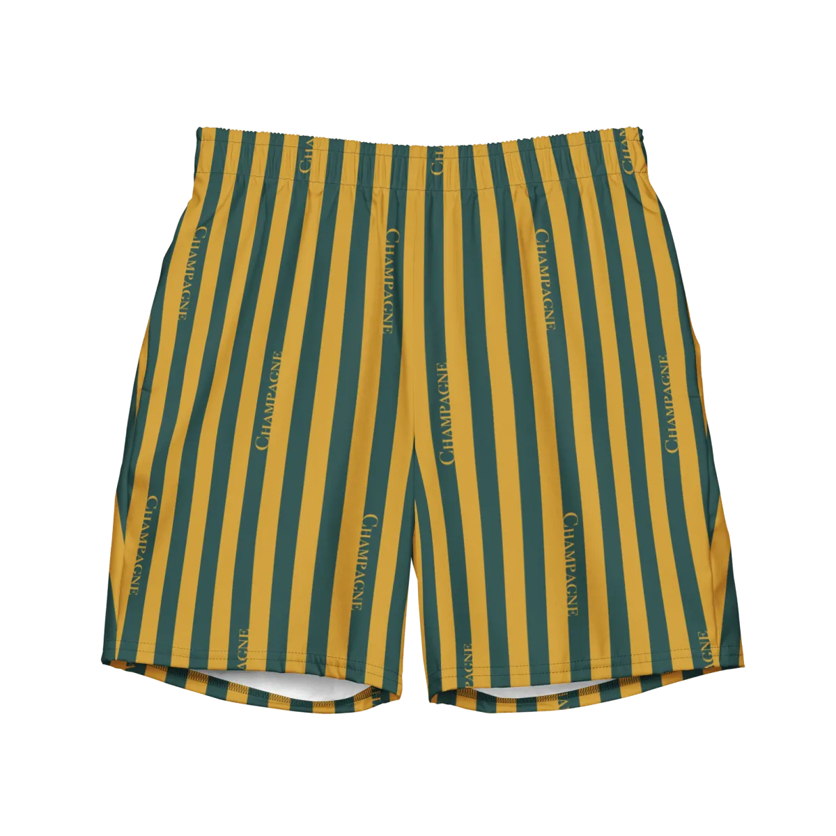 The Champagne Striped swim trunks