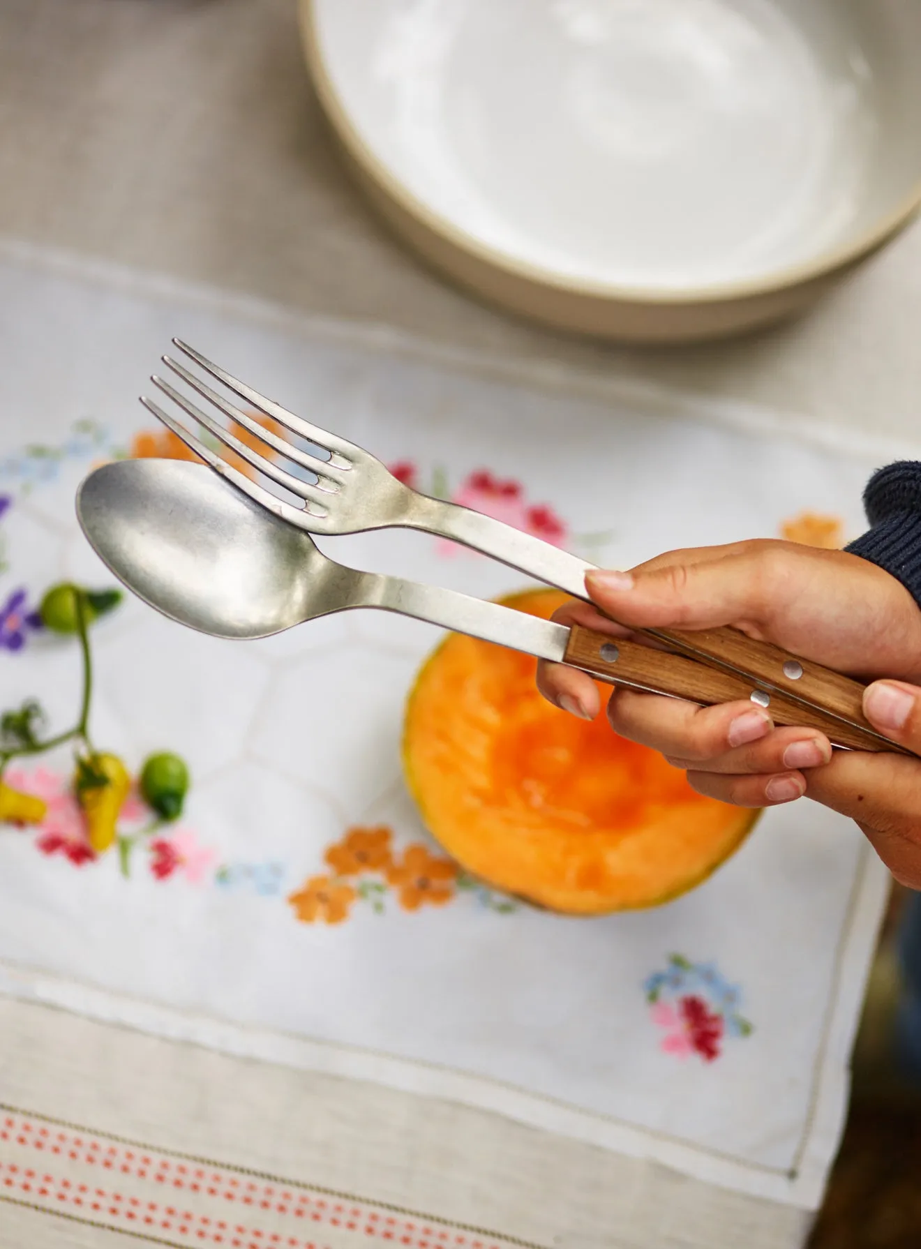 Vintage Wooden Cutlery, Serving Set