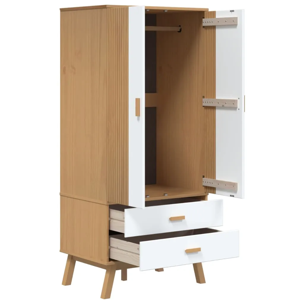 Wardrobe OLDEN White and Brown 76.5x53x172 cm Solid Wood Pine